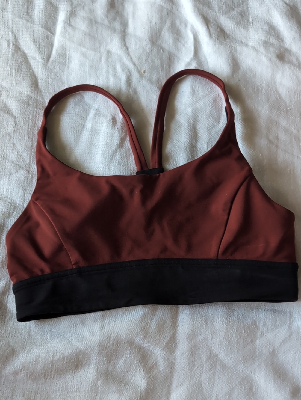 lululemon athletica Rust Red and Black Strappy Sports Bra
